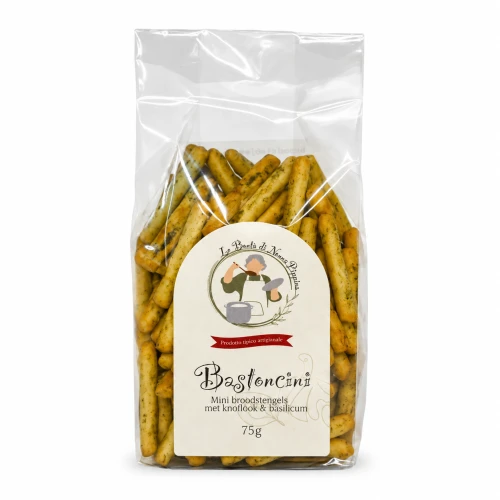 Paluszki chlebowe Bastoncini Bazylia i Czosnek 75 g – Di Nonna Pippina