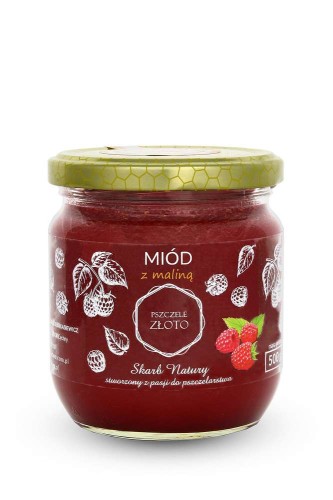 Miód naturalny z maliną - 500g